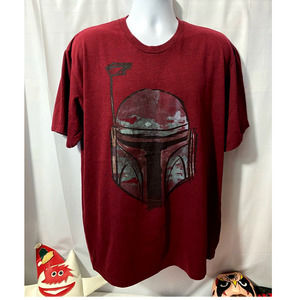 Star Wars Shirt 2XL XXL Mens Cotton Boba Fett Helmet Red